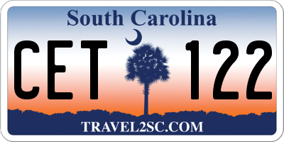 SC license plate CET122