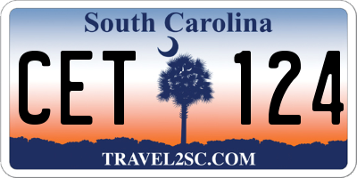 SC license plate CET124