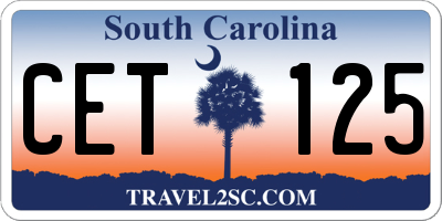 SC license plate CET125