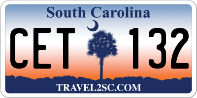 SC license plate CET132