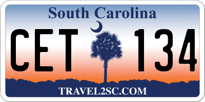 SC license plate CET134