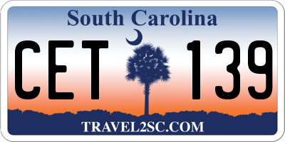 SC license plate CET139