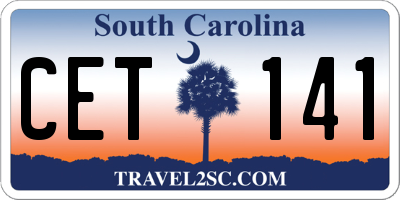 SC license plate CET141