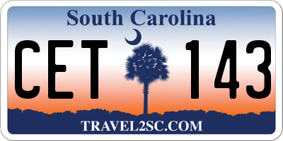 SC license plate CET143
