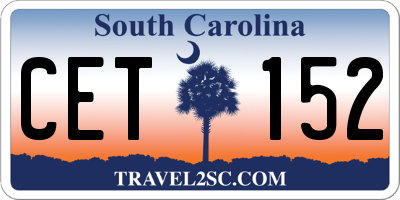 SC license plate CET152