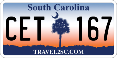 SC license plate CET167