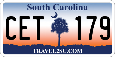 SC license plate CET179
