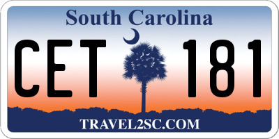 SC license plate CET181