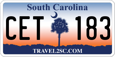 SC license plate CET183
