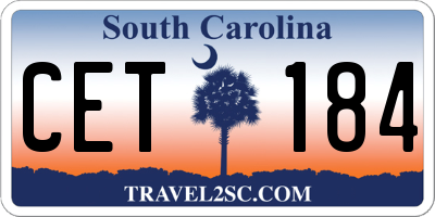 SC license plate CET184
