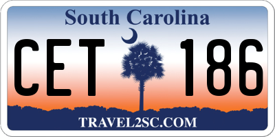 SC license plate CET186