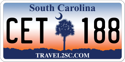 SC license plate CET188