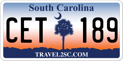 SC license plate CET189