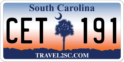 SC license plate CET191