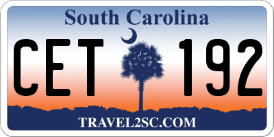 SC license plate CET192