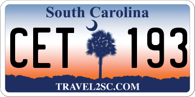 SC license plate CET193