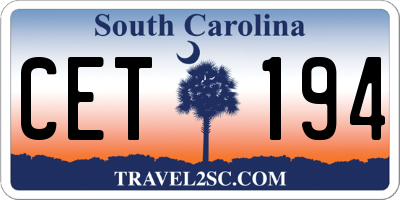 SC license plate CET194