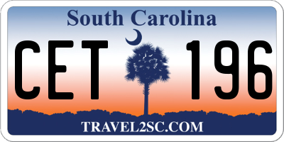 SC license plate CET196