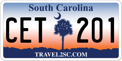 SC license plate CET201