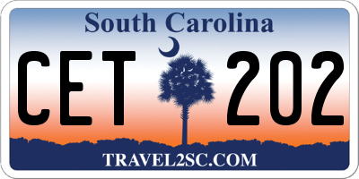 SC license plate CET202