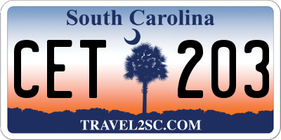 SC license plate CET203