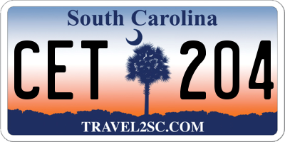 SC license plate CET204