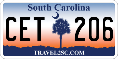 SC license plate CET206