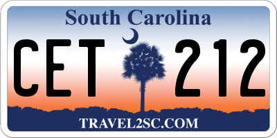 SC license plate CET212