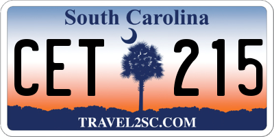 SC license plate CET215