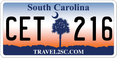 SC license plate CET216