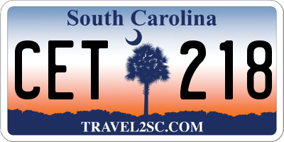 SC license plate CET218