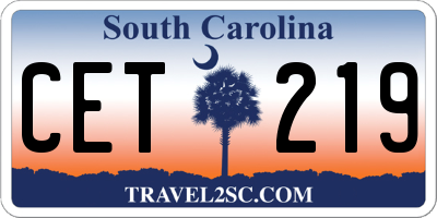 SC license plate CET219