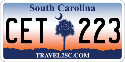 SC license plate CET223