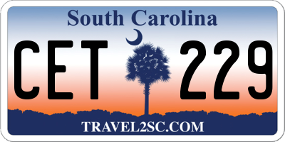 SC license plate CET229