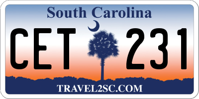 SC license plate CET231