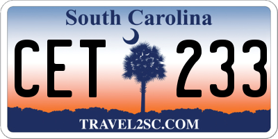 SC license plate CET233