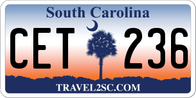 SC license plate CET236