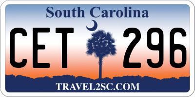 SC license plate CET296