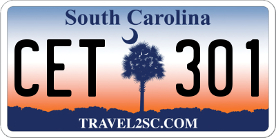SC license plate CET301
