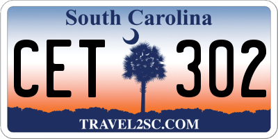 SC license plate CET302