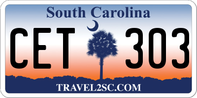 SC license plate CET303
