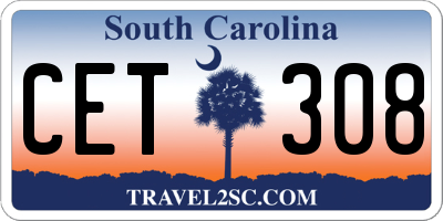 SC license plate CET308