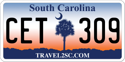 SC license plate CET309