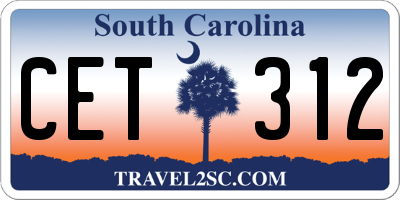 SC license plate CET312
