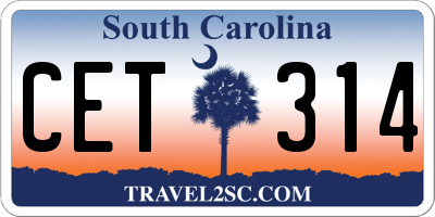 SC license plate CET314