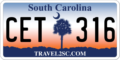 SC license plate CET316