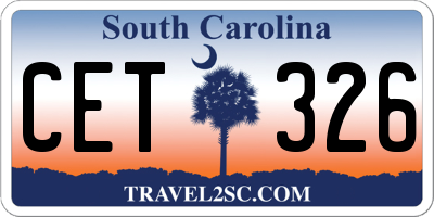 SC license plate CET326