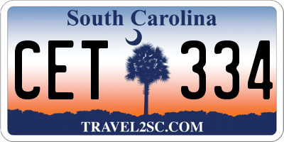 SC license plate CET334
