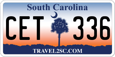 SC license plate CET336