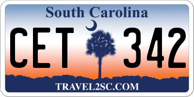 SC license plate CET342